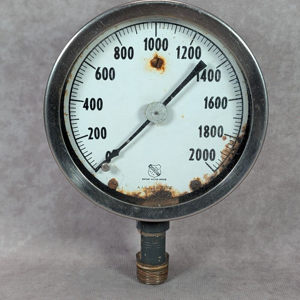 Vintage Ashcroft USA Pressure Gauge 2000 Steampunk Industrial Man Cave Decor